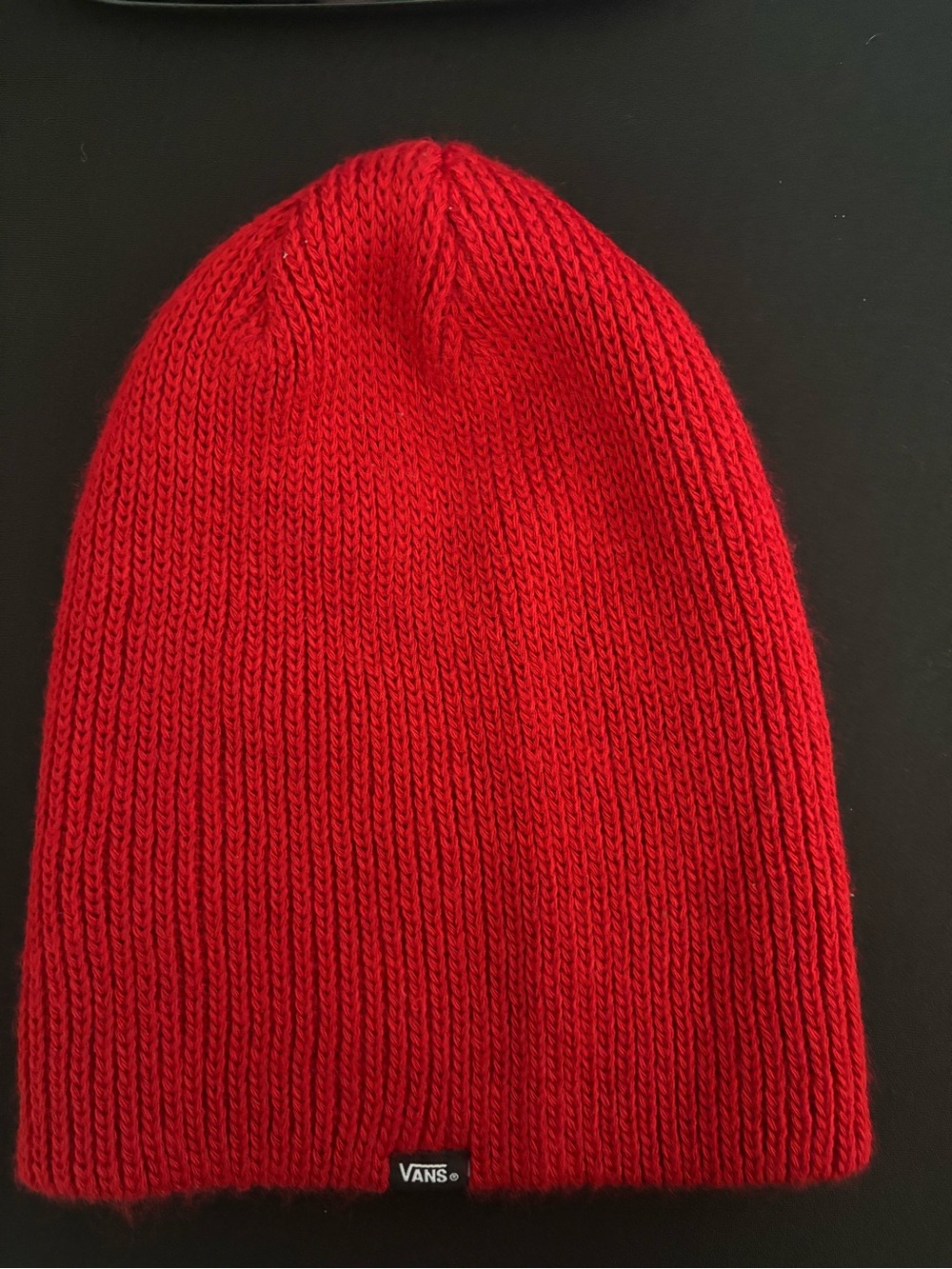 Vans Kids Red Ribbed Knit Beanie